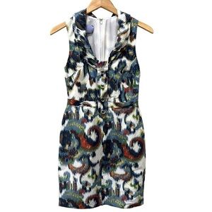 Vera Wang Lavender Label Dress Size 2 Silk Blend Sleeveless Multi-Color Zip Back